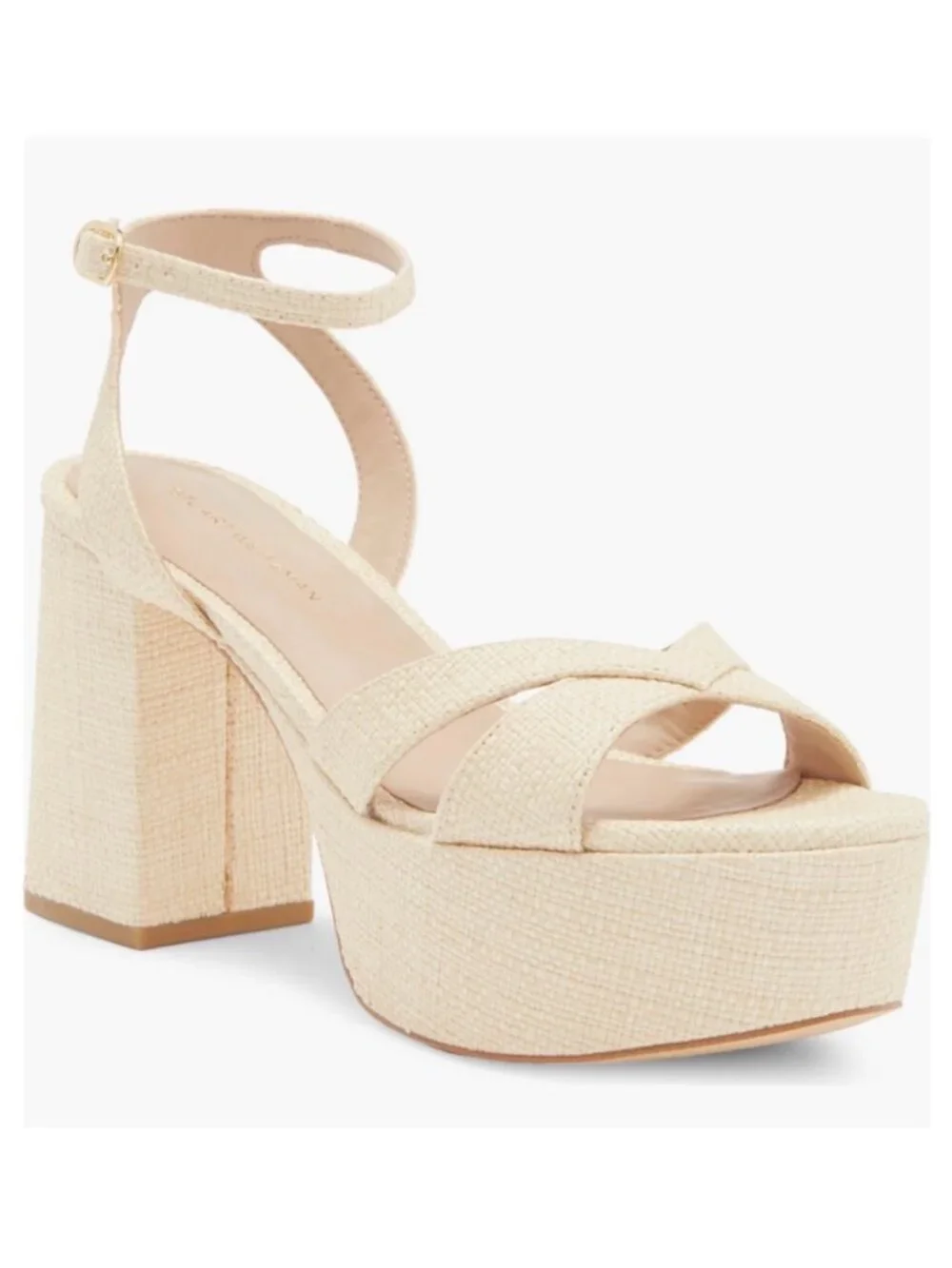 New Stuart Weitzman Miami Mid Platform Sandals Natural Sz 9.5